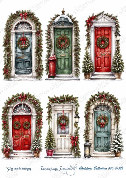Ριζόχαρτο decoupage Α4 Χριστουγεννιάτικες Πόρτες- Christmas Collection (21x29,7cm) Decoupage Dreams – 900-01