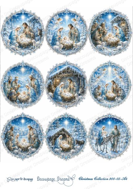 Ριζόχαρτο decoupage Α4 Γέννηση σε στρογγυλές παραστάσεις - Christmas Collection