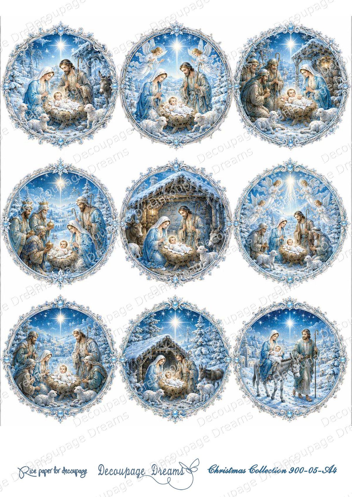 Ριζόχαρτο decoupage Α4 Γέννηση σε στρογγυλές παραστάσεις - Christmas Collection Ριζόχαρτο decoupage Α4 Γέννηση σε στρογγυλές παραστάσεις - Christmas Collection