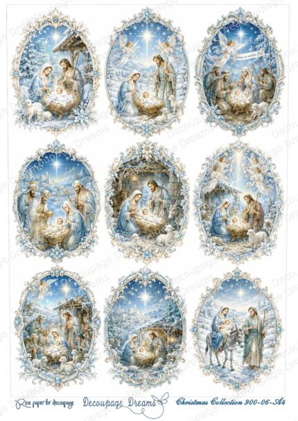 Ριζόχαρτο decoupage Α4 Γέννηση σε οβάλ παραστάσεις - Christmas Collection (21x29,7cm) Decoupage Dreams – 900-06