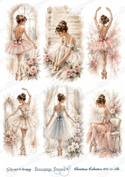 Ριζόχαρτο decoupage Α4 Ρομαντικές Μπαλαρίνες - Christmas Collection (21x29,7cm) Decoupage Dreams – 900-11