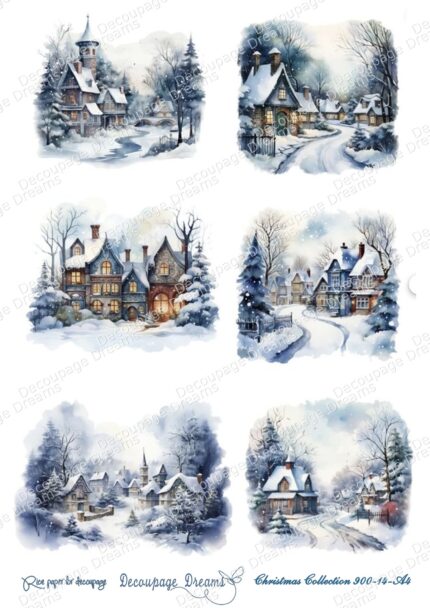 Ριζόχαρτο decoupage Α4 Χιονισμένα Χωριά - Christmas Collection