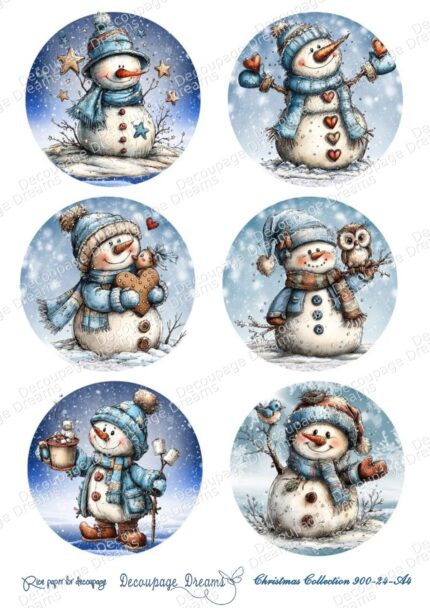 Ριζόχαρτο decoupage Α4 Χιονάνθρωποι - Christmas Collection (21x29,7cm) Decoupage Dreams – 900-24